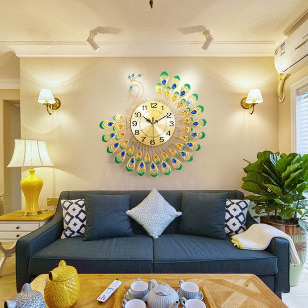 Peacock Wall Clock Living Room Clock Watch Decoration Wall Clock Quartz null