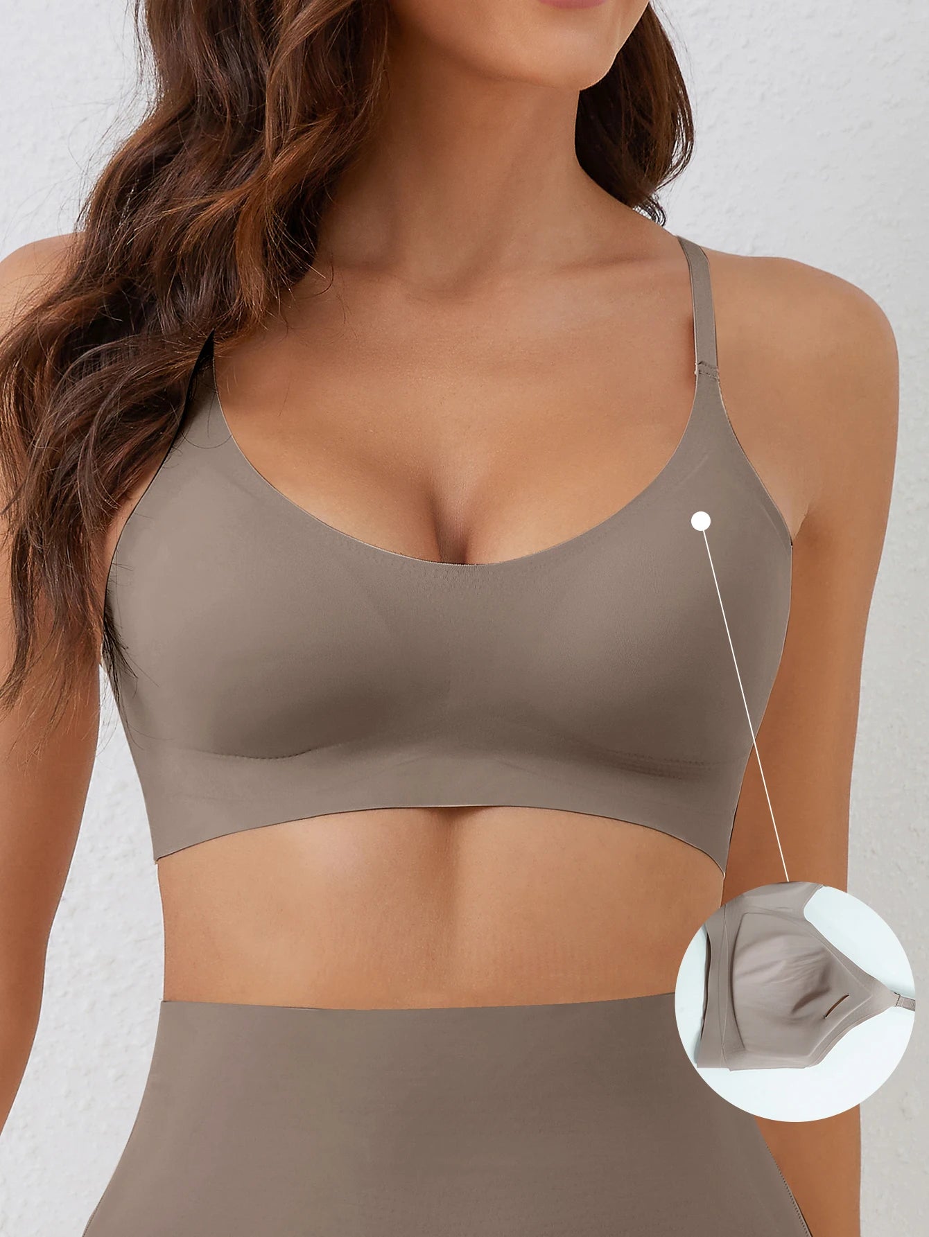 Front view of Seamless Underwear Bra Women - Soft Support in taupe, designed for invisible support and breathable all-day comfort.