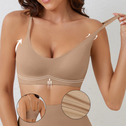 Light brown Seamless Underwear Bra Women - Soft Support with stretchable straps and breathable fabric for invisible everyday wear.