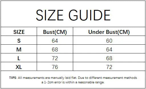 Size guide chart for Seamless Underwear Bra Women - Soft Support, showing bust and under bust measurements for sizes S to XL.