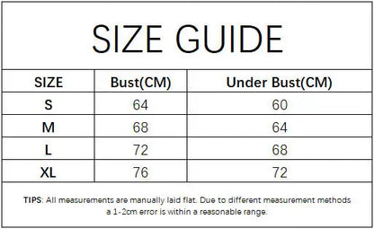 Size guide chart for Seamless Underwear Bra Women - Soft Support, showing bust and under bust measurements for sizes S to XL.