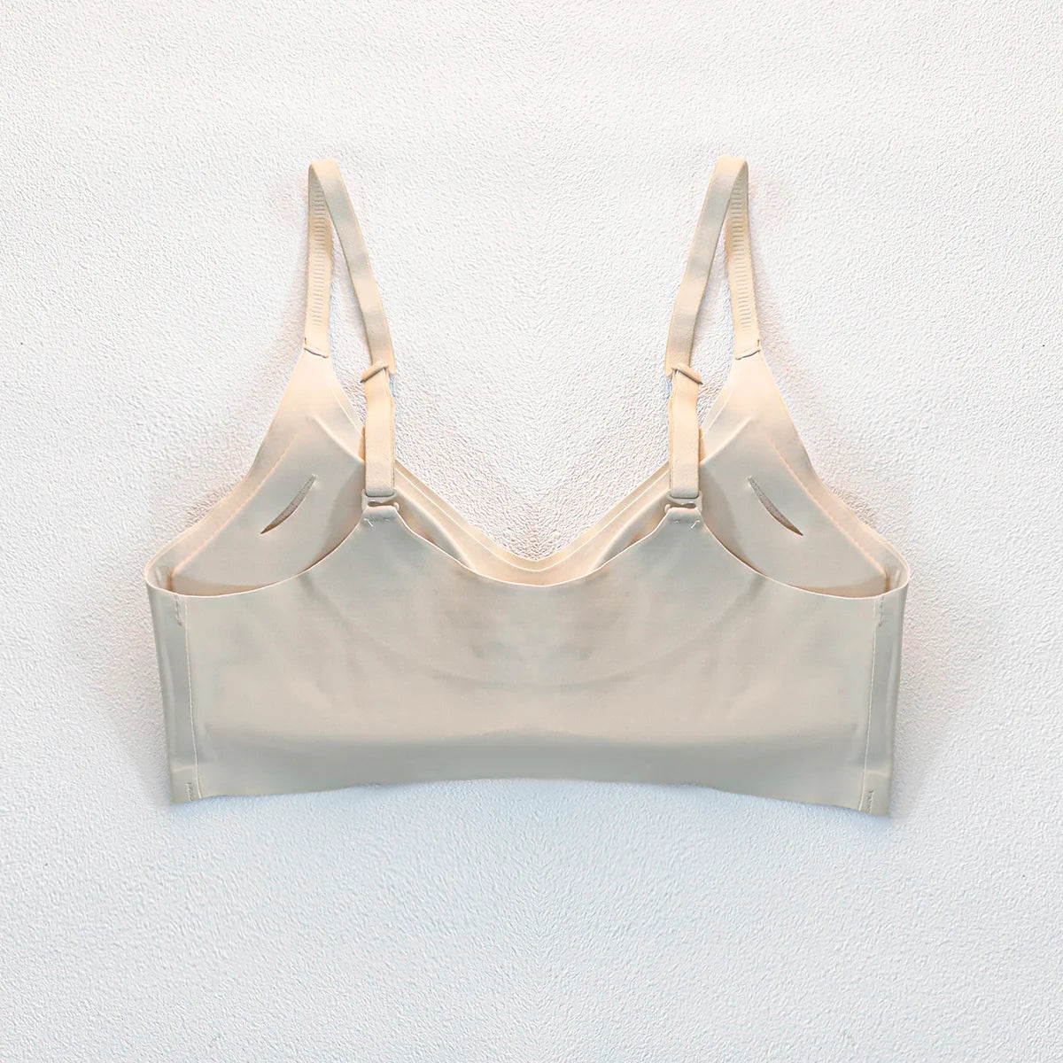 Back view of Seamless Underwear Bra Women - Soft Support in beige, designed for invisible comfort and adjustable fit.