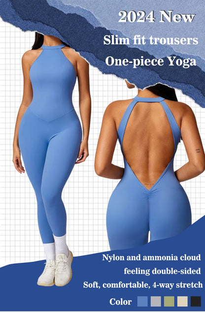 View details for Women V Back Jumpsuit – stylish, open-back one-piece outfit for effortless day-to-night wear