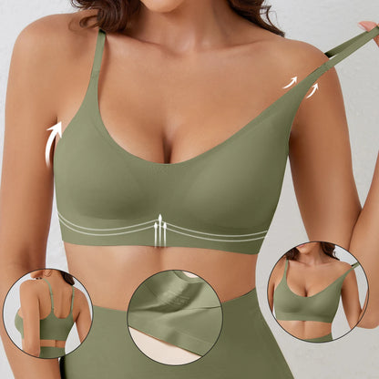 Green Seamless Underwear Bra Women - Soft Support with breathable fabric and invisible fit, ideal for daily wear and comfort.