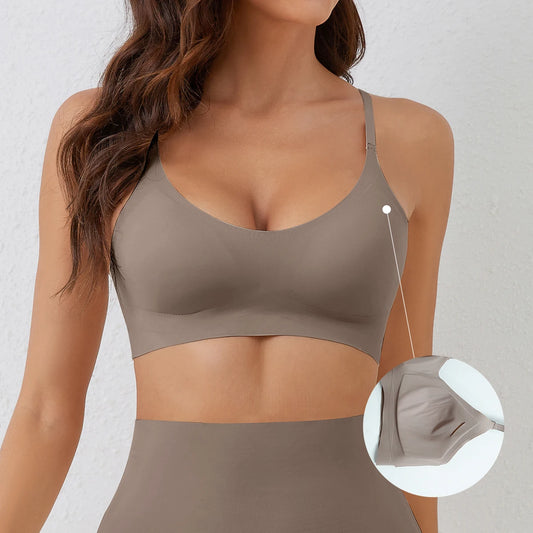 Seamless Underwear Bra Women - Soft Support in taupe with invisible fit and removable padding, ideal for everyday comfort and smooth layering.