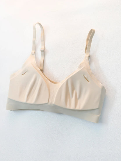 Inside view of beige Seamless Underwear Bra Women - Soft Support, showing soft lining and breathable fabric for maximum comfort.